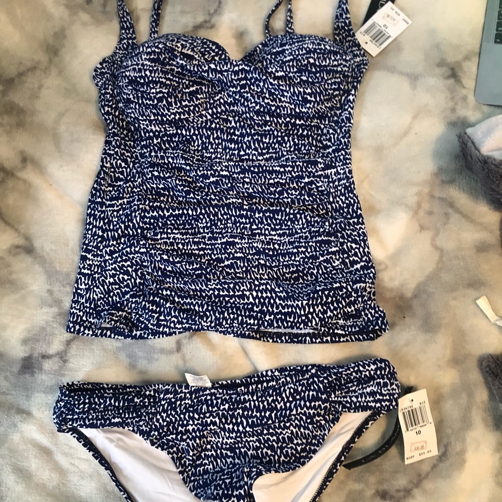 La Blanca Blue And White Tankini